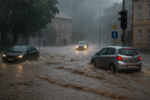 Heves vihar csapott le: villámárvíz alakult ki,több vármegyére figyelmeztetést adtak ki