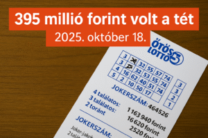 395 millió forint volt a tét – íme az Ötöslottó nyerőszámai 2025. október 18-án